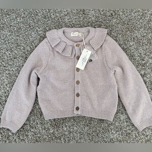 NWT Quincy Mae Ruffle Collar Cardigan 18-24 m Purple Sweater Girls